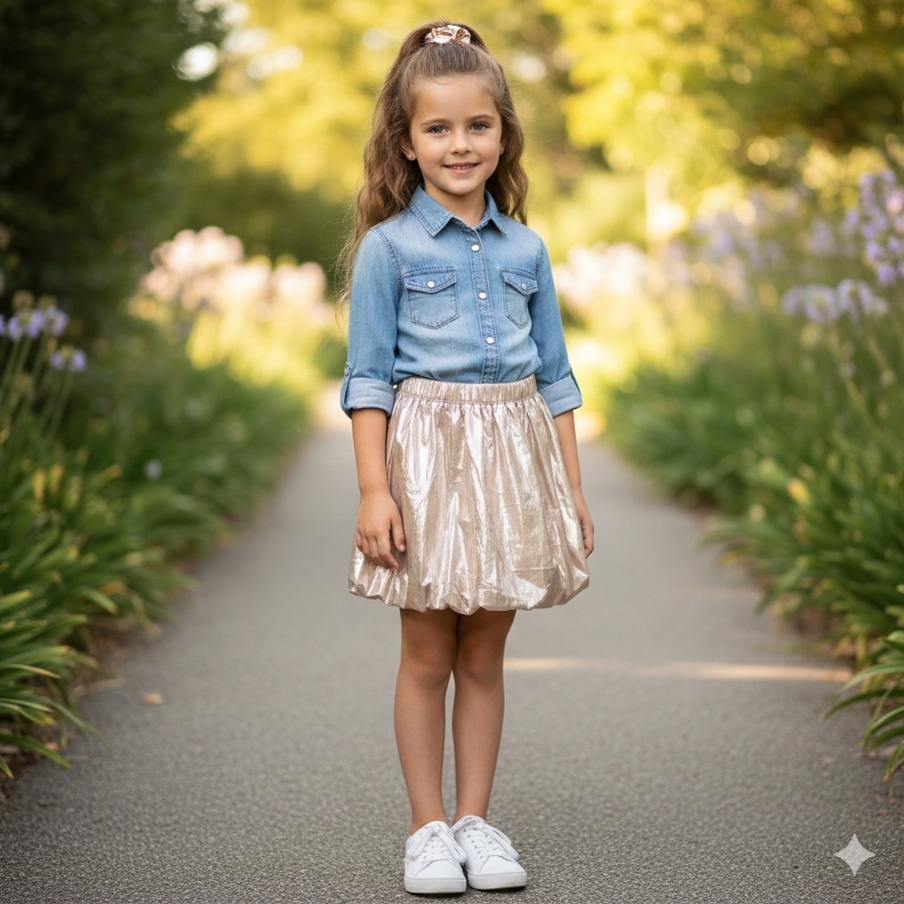 J.Crew Crewcuts Girls Metallic Balloon Skirt - NWT Rose Gold